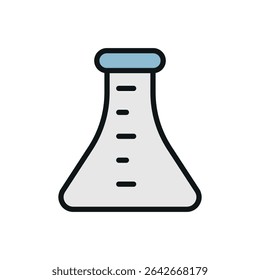 Science icon with green liquid flask for student books.
