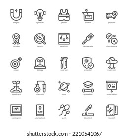 Science Icon Pack For Your Website, Mobile, Presentation, And Logo Design. Science Icon Outline Design. Vector Graphics Illustration And Editable Stroke.