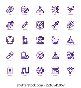 Science Icon Pack For Your Website, Mobile, Presentation, And Logo Design. Science Icon Basic Line Gradient Design. Vector Graphics Illustration And Editable Stroke.