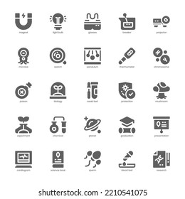 Science Icon Pack For Your Website, Mobile, Presentation, And Logo Design. Science Icon Glyph Design. Vector Graphics Illustration And Editable Stroke.