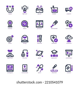 Science Icon Pack For Your Website, Mobile, Presentation, And Logo Design. Science Icon Mixed Line And Solid Design. Vector Graphics Illustration And Editable Stroke.