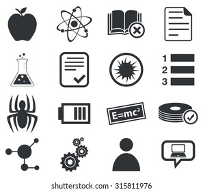 Science icon set 1, simple black image, on white background