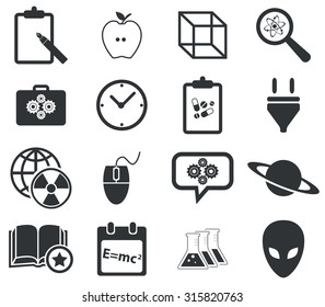 Science icon set 3, simple black image, on white background