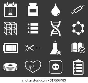Science icon set 4, simple white image on black background