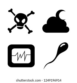 science icon set about heartbeat, sperm, night and skeleton vector set
