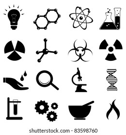 Science Icon Set In Black