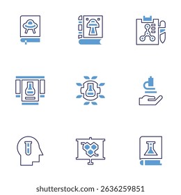Science icon set. Bold line style. Duotone colors. Editable stroke. science fiction, science, sciences, book.