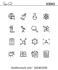 Science icon set. Collection of high quality outline symbols for web design, mobile app. Science vector thin line icons or logo.