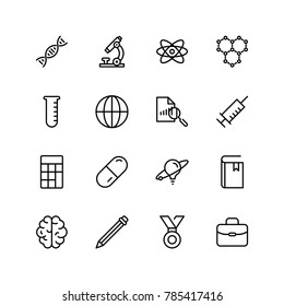 Science icon set. Collection of high quality black outline logo for web site design and mobile apps. Vector illustration on a white background.