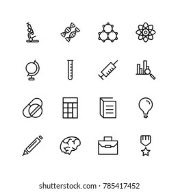 Science icon set. Collection of high quality black outline logo for web site design and mobile apps. Vector illustration on a white background.