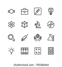 Science icon set. Collection of high quality black outline logo for web site design and mobile apps. Vector illustration on a white background.