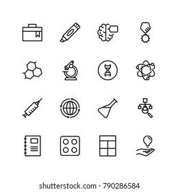 Science icon set. Collection of high quality black outline logo for web site design and mobile apps. Vector illustration on a white background.