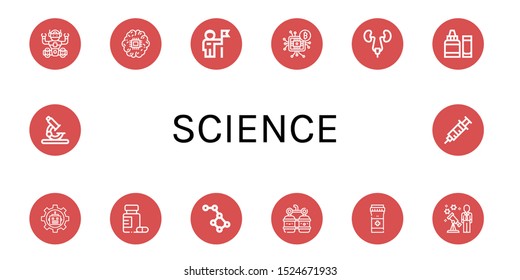 science icon set. Collection of Robot, Brain, Astronaut, Microchip, Urinary tract, Ph meter, Medicine, Constellation, Oxygen, Pills, Stargazing, Microscope, Syringe icons