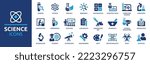 Science icon set. Containing biology, laboratory, experiment, scientist, research, physics, chemistry and more icons. Science education symbol. Vector illustration.