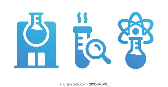Wissenschaftssymbol gesetzt. Enthält das Symbol für Laborbau, Forschung und Experimente.
