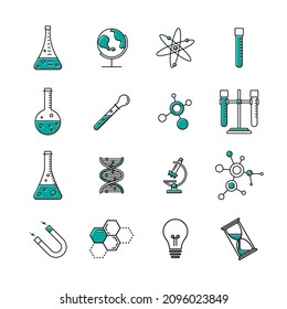 Science icon set design. Simple science icons design. Good template for science or school design.