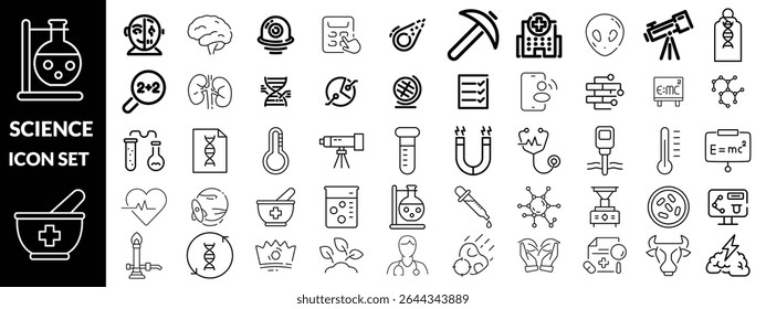 Science Icon set .Science Editable Stroke Icon Set. 