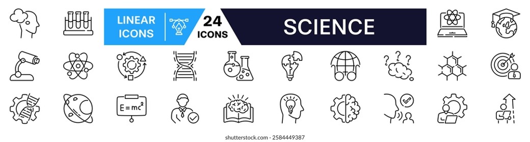 Science icon set. Education linear icon.