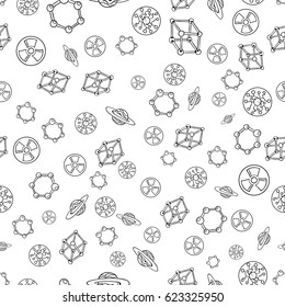 Science Icon Set Hand Drawing Funny Doodle Style Elements Pack Seamless Texture Pattern Vector Art Design Illustration
