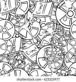 Science Icon Set Hand Drawing Funny Doodle Style Elements Pack Seamless Texture Pattern Vector Art Design Illustration