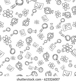 Science Icon Set Hand Drawing Funny Doodle Style Elements Pack Seamless Texture Pattern Vector Art Design Illustration