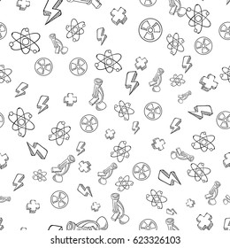 Science Icon Set Hand Drawing Funny Doodle Style Elements Pack Seamless Texture Pattern Vector Art Design Illustration