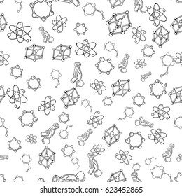 Science Icon Set Hand Drawing Funny Doodle Style Elements Pack Seamless Texture Pattern Vector Art Design Illustration