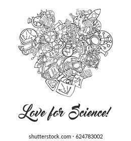 Science Icon Set Hand Drawing Funny Doodle Style Elements Pack Texture Pattern Vector Art Design Illustration