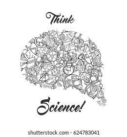Science Icon Set Hand Drawing Funny Doodle Style Elements Pack Texture Pattern Vector Art Design Illustration Human Brain