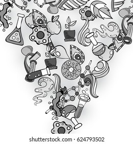 Science Icon Set Hand Drawing Funny Doodle Style Elements Pack Texture Pattern Vector Art Design Illustration