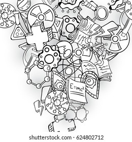 Science Icon Set Hand Drawing Funny Doodle Style Elements Pack Texture Pattern Vector Art Design Illustration