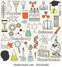 Science Icon Set Hand Drawn Doodle Stock Vector (Royalty Free ...