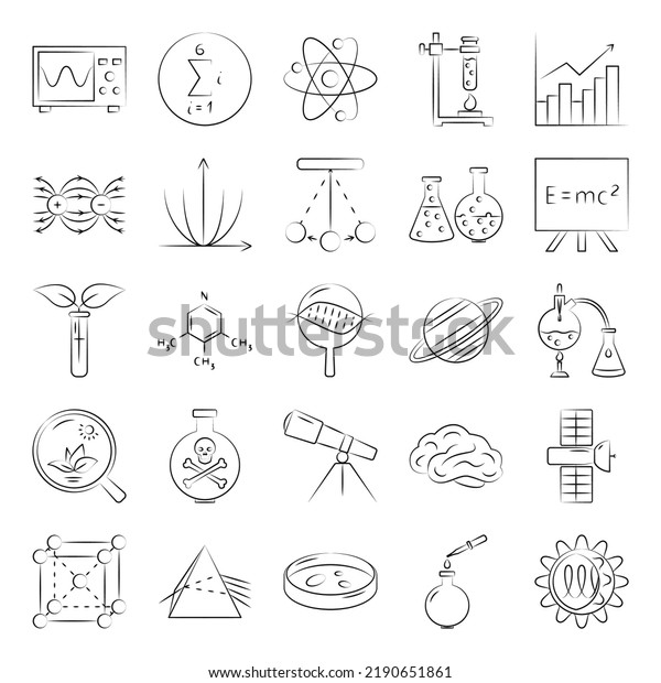 Science Icon Set Hand Drawn Style Stock Vector (Royalty Free ...