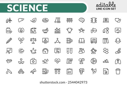 Science Icon Set. Iconl for Chemistry, Biology, Physics, Astronomy, Lab Projects, Research, Academic, Scientific Research, Laboratory Work, Academic Studies, Experiments, and STEM Education