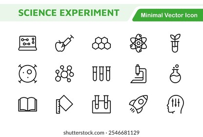 Conjunto de Ícones de Ciência. Ícone para Química, Biologia, Física, Astronomia, Projetos de Laboratório, Pesquisa, Acadêmica, Pesquisa Científica, Trabalho de Laboratório, Estudos Acadêmicos, Experimentos e Educação em CTEM