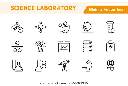 Science Icon Set. Iconl for Chemistry, Biology, Physics, Astronomy, Lab Projects, Research, Academic, Scientific Research, Laboratory Work, Academic Studies, Experiments, and STEM Education