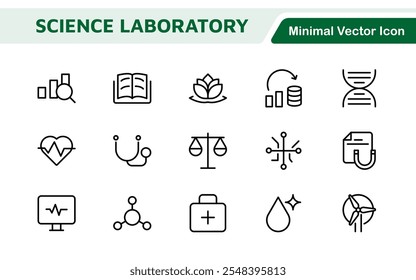 Science Icon Set. Iconl for Chemistry, Biology, Physics, Astronomy, Lab Projects, Research, Academic, Scientific Research, Laboratory Work, Academic Studies, Experiments, and STEM Education