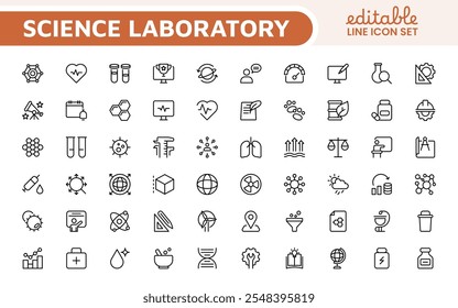 Science Icon Set. Iconl for Chemistry, Biology, Physics, Astronomy, Lab Projects, Research, Academic, Scientific Research, Laboratory Work, Academic Studies, Experiments, and STEM Education