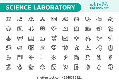 Science Icon Set. Iconl for Chemistry, Biology, Physics, Astronomy, Lab Projects, Research, Academic, Scientific Research, Laboratory Work, Academic Studies, Experiments, and STEM Education