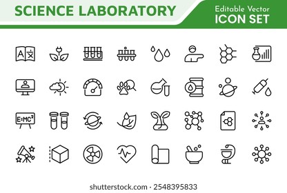 Science Icon Set. Iconl for Chemistry, Biology, Physics, Astronomy, Lab Projects, Research, Academic, Scientific Research, Laboratory Work, Academic Studies, Experiments, and STEM Education