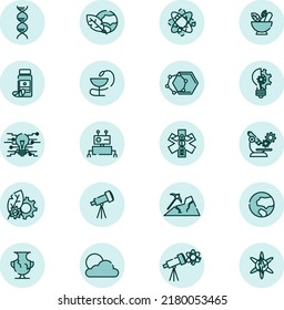Conjunto de iconos de ciencia, ilustración, vector sobre un fondo blanco.