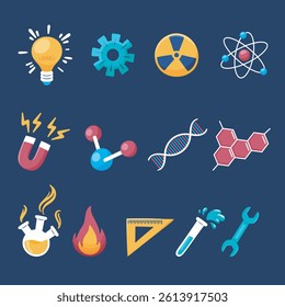 Science Icon Set in isolated background