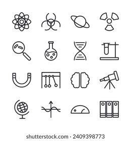 Science icon set isolated on white