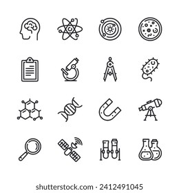 Science icon set isolated on white