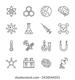 Science icon set isolated on white
