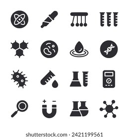 Science icon set isolated on white