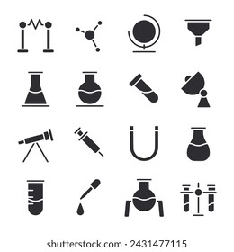 Science icon set isolated on white