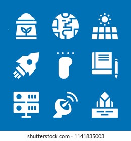 science icon set. With launch, body parts and solar energy  vector icons for graphic design and web