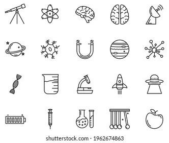 science icon set line style vector