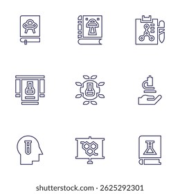 Science icon set. Line style. Editable stroke. science fiction, science, sciences, book.